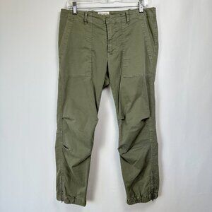 Nili Lotan Cropped Military Pants 111/88 80NL ‎ Women's 8 Green Ankle Zip Jogger